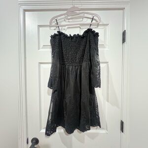 NWT She + Sky 2/4 Bell Sleeve Mesh Lace Off Shoulder Dress Size M
